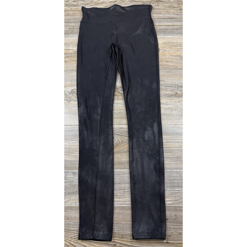 SPANX Women's Metallic Skinny Ankle Leggings Medium Black Nylon/Spandex‎